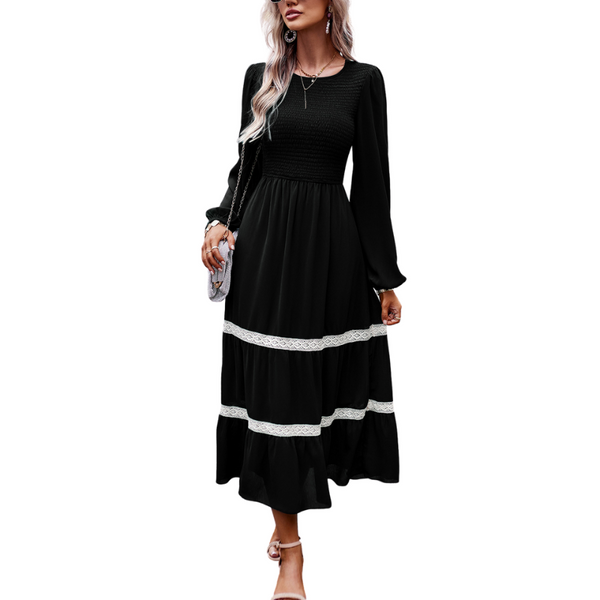 Women Long Sleeve Dress Temperament Elegant Skirt Dresses