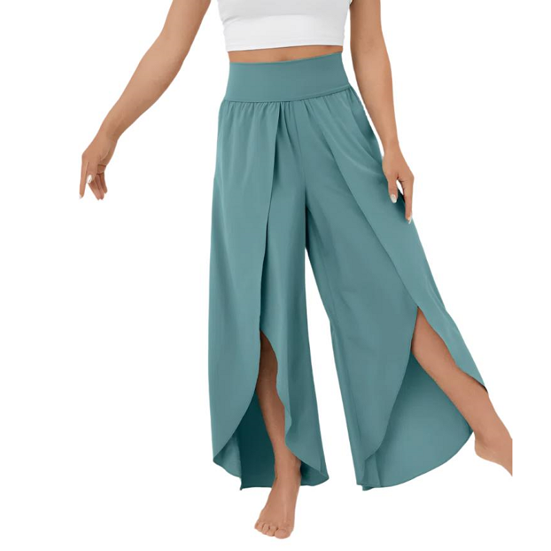 Loose Split Yoga Summer Elastic High Waist Wide Leg Trousers For Women Pants