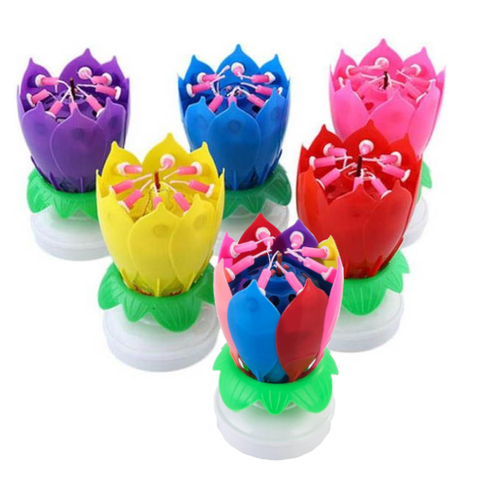 Lotus Flower Candle Cake Decorating Supplies Happy Birthday Gift
