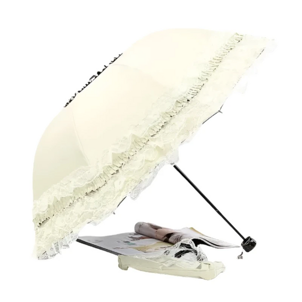 Umbrellas Lovely Manual Sun Umbrella Uv Protection Three Fold Lace With 8 Bone Waterproof Windproof Parasol