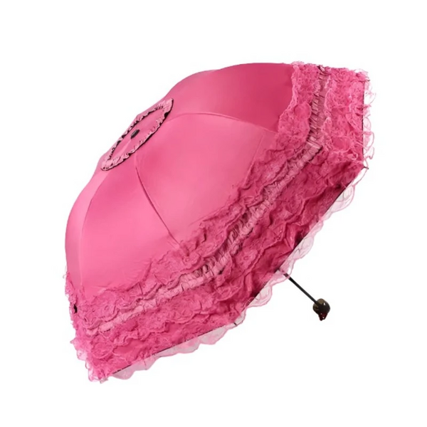 Umbrellas Lovely Manual Sun Umbrella Uv Protection Three Fold Lace With 8 Bone Waterproof Windproof Parasol