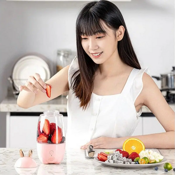 Lovely Rabbit Household Portable Usb Rechargeable Juicer Cup Fruit Blender Mixer Mini Size Multifunctional
