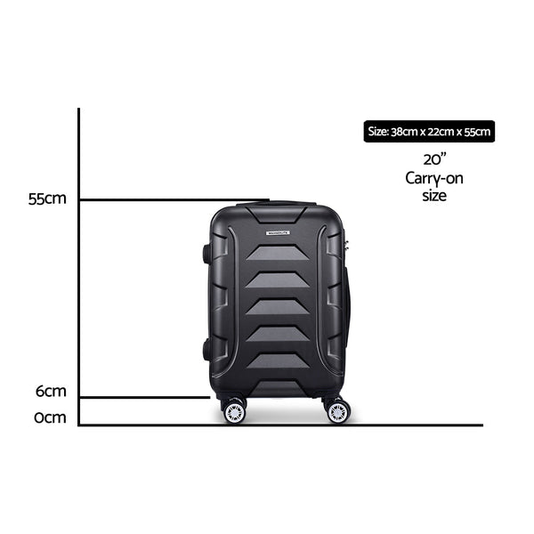 Wanderlite 20" Luggage Travel Suitcase Set Trolley Hard Case Strap Lightweight Luggage Sets