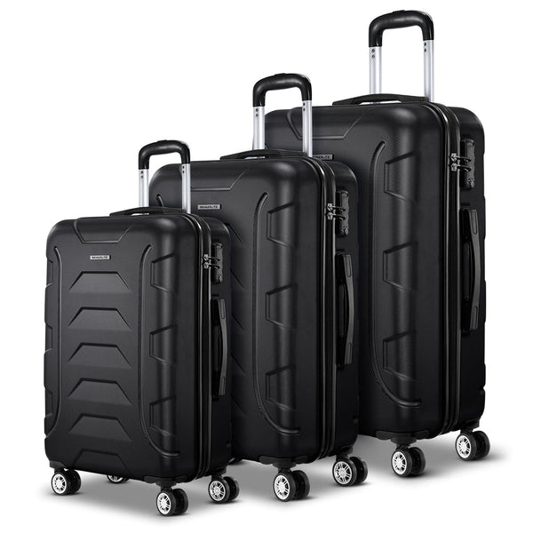 Luggage Sets Wanderlite 3Pc Luggage Travel Sets Suitcase Trolley Tsa Lock Bonus Black