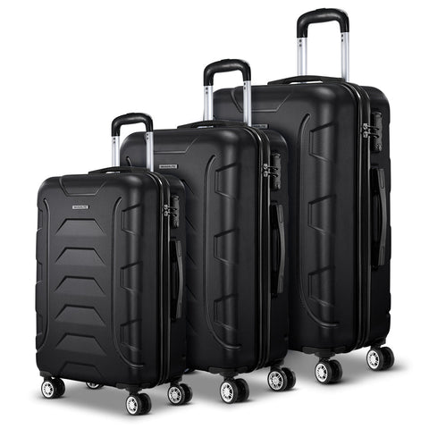 Luggage Sets Wanderlite 3Pc Luggage Travel Sets Suitcase Trolley Tsa Lock Bonus Black