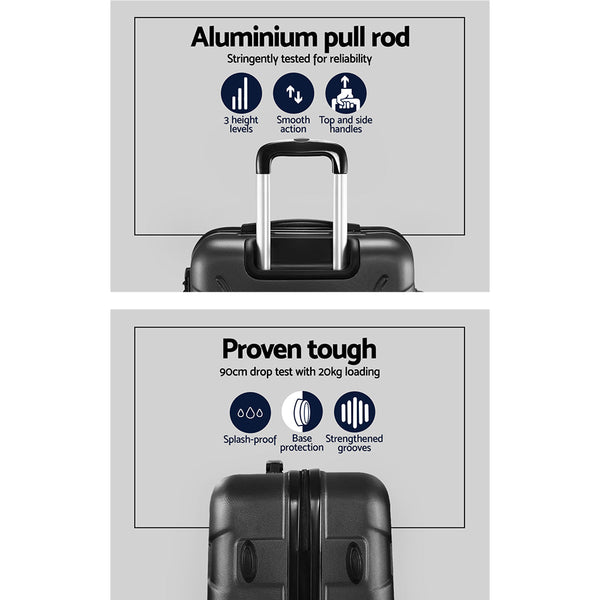 Luggage Sets Wanderlite 3Pc Luggage Travel Sets Suitcase Trolley Tsa Lock Bonus Black