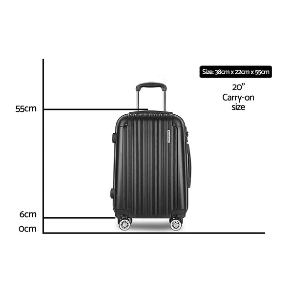 Wanderlite 20" Luggage Trolley Travel Suitcase Set Hard Case Shell Lightweight Suitcases