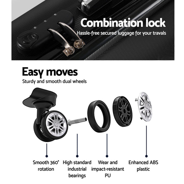 Wanderlite 20" Luggage Trolley Travel Suitcase Set Hard Case Shell Lightweight Suitcases