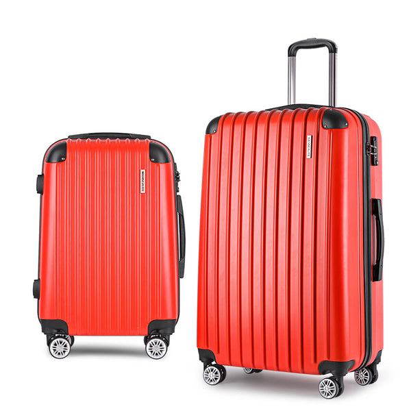 Luggage Sets Wanderlite 2Pc Luggage Trolley Suitcase Sets Travel Tsa Hard Case Red