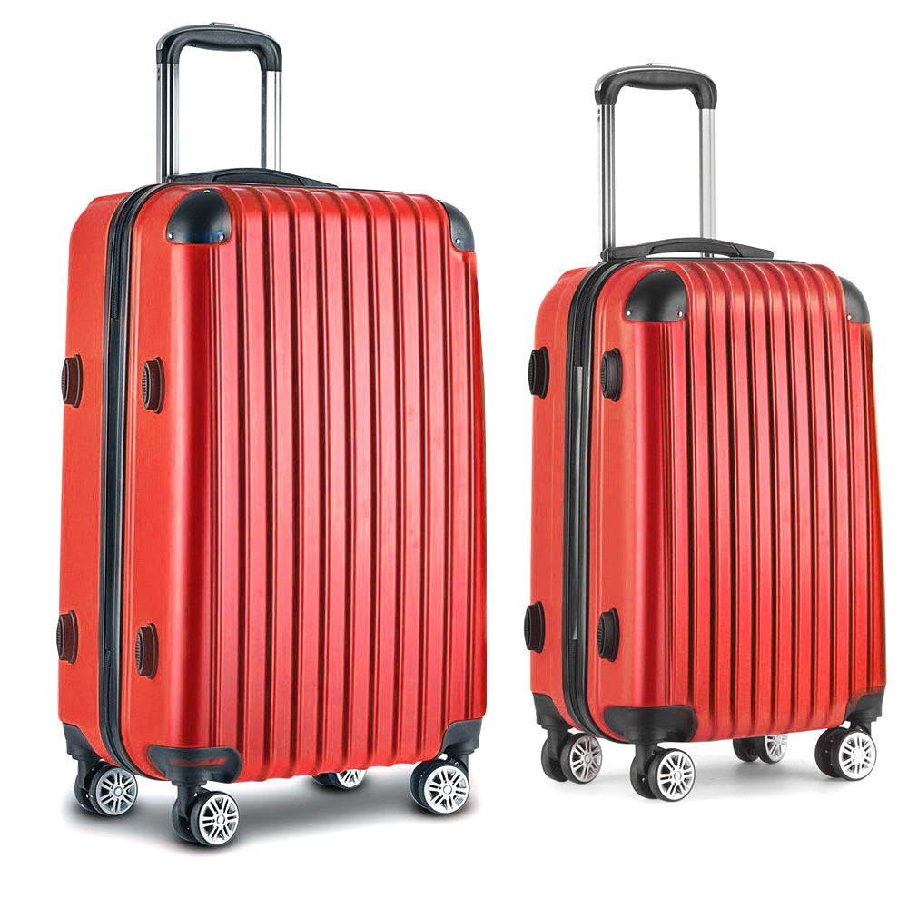 Luggage Sets Wanderlite 2Pc Luggage Trolley Suitcase Sets Travel Tsa Hard Case Red