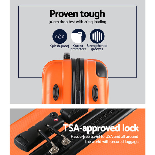 Wanderlite 3Pc Luggage Sets Trolley Travel Tsa Hard Case Orange Suitcases