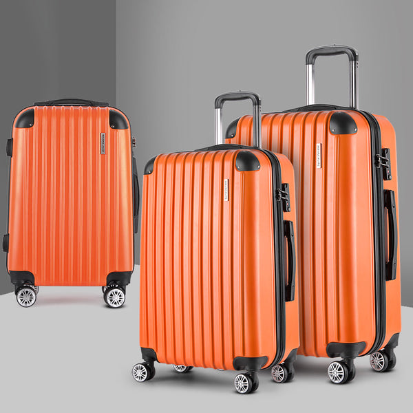 Wanderlite 3Pc Luggage Sets Trolley Travel Tsa Hard Case Orange Suitcases
