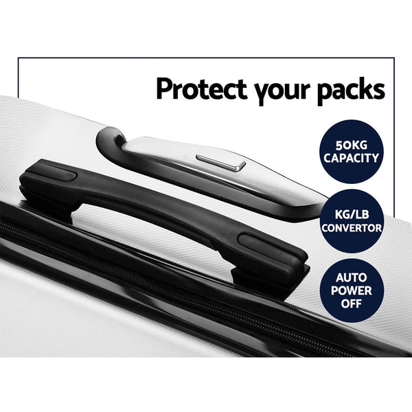 Wanderlite 3 Piece Luggage Trolley Set Suitcase Travel Tsa Hard Case White 20 Inch 24 Luggage Sets