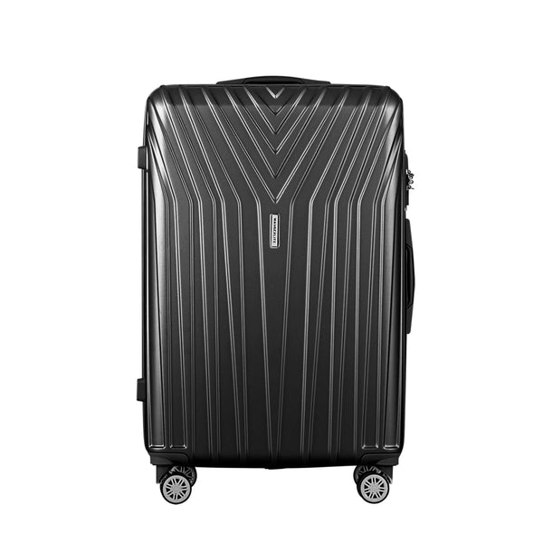Luggage Sets Wanderlite 3Pc Luggage 20'' 24'' 28'' Trolley Suitcase Sets Travel Tsa Hard Case Lightweight Black