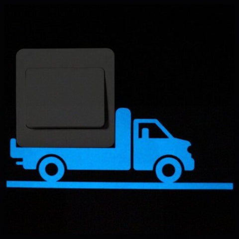 Luminous Switch Sticker With Truck Pattern 1Pc Dodger Blue