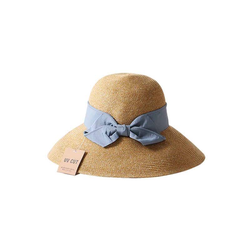 French Style Women Summer Sun Hat Beach Straw Bow Ribbon Cap Hats