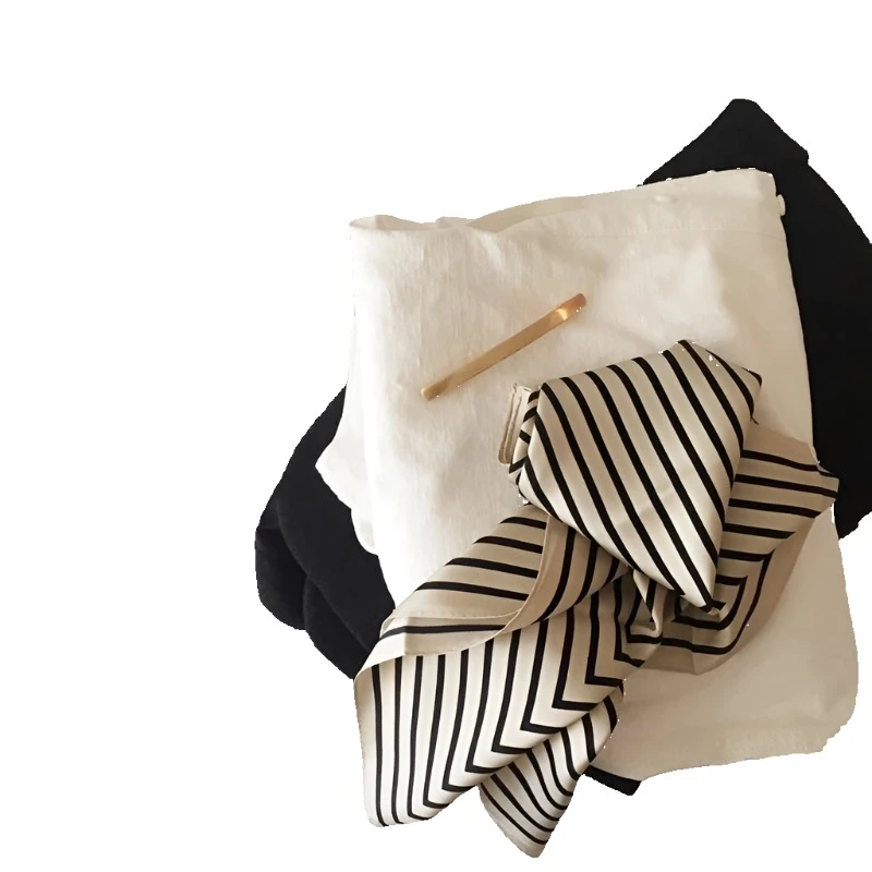 Scarves & Wraps Retro Sunscreen Small Silk Scarf 70X70cm Beige Chiffon Hijab