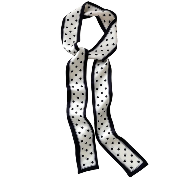 Scarves & Wraps French Style Skinny Scarf 120X5cm Elegant Braided Hair Ribbon Belt Yellow Beige Dot Headbands Neckerchief Streamer