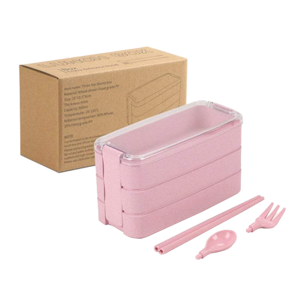 Lunch Boxes Bags 3 Layer Bento Food Containers With Fork Spoons Chopsticks