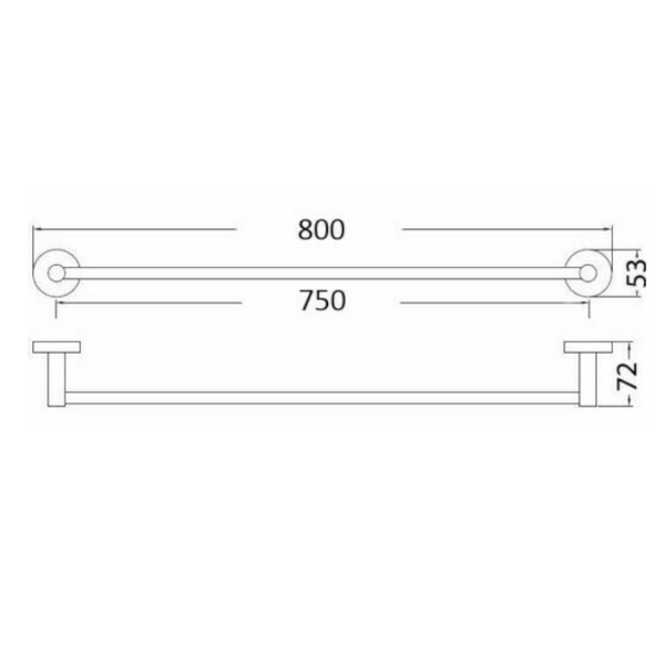 Blushtaps Luxurious Brushed Gold Stainless Steel 304 Towel Rack Rail Single Bar 800Mm Towel Racks