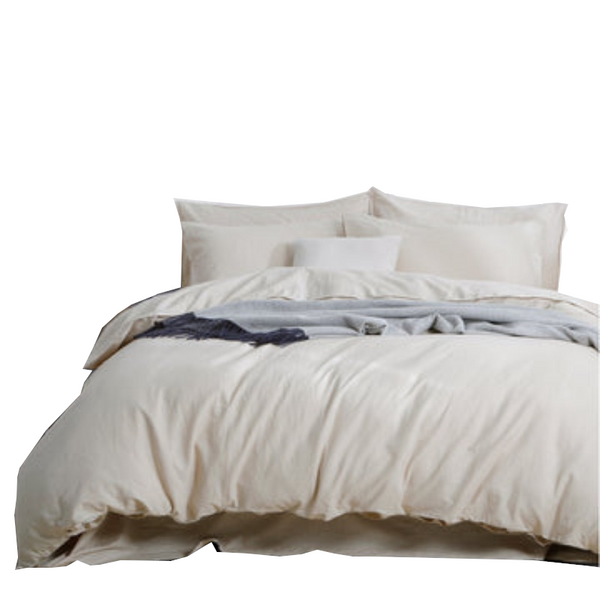 Luxurious Linen Cotton Quilt Cover Set King Natural Quilt Covers