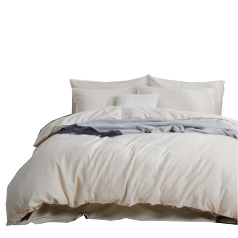 Luxurious Linen Cotton Quilt Cover Set Queen Natural Quilt Covers