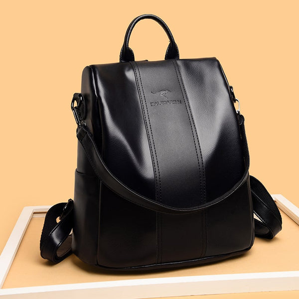 Luxury Anti Theft Pu Leather Backpack Women Vintage Waterproof Pack Travel Large Purse Bags