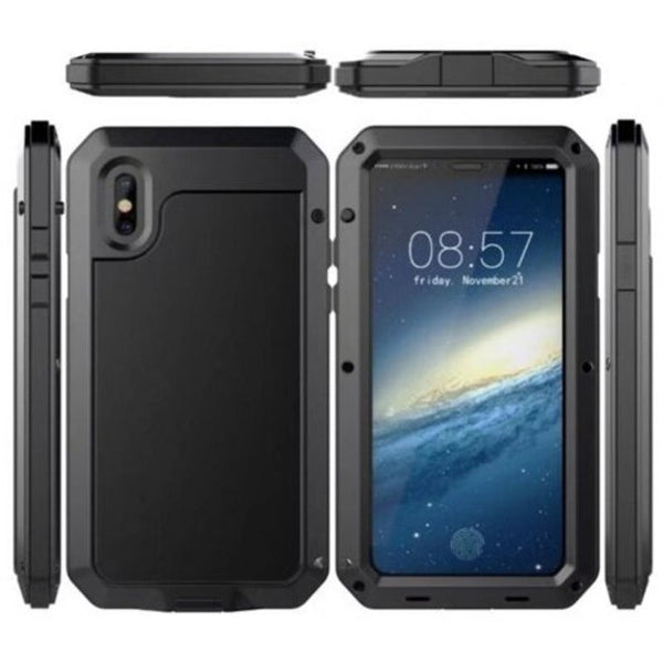 Luxury Armor Durable Shock Waterproof Metal Aluminum Phone Case For Iphone X Black