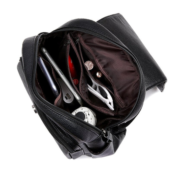 Luxury Backpack Women Designer Pu Leather Anti Theft Pack High Quaity Bagpack For School Teenagers Girls Large Bookbag Women's Bags & Handbags