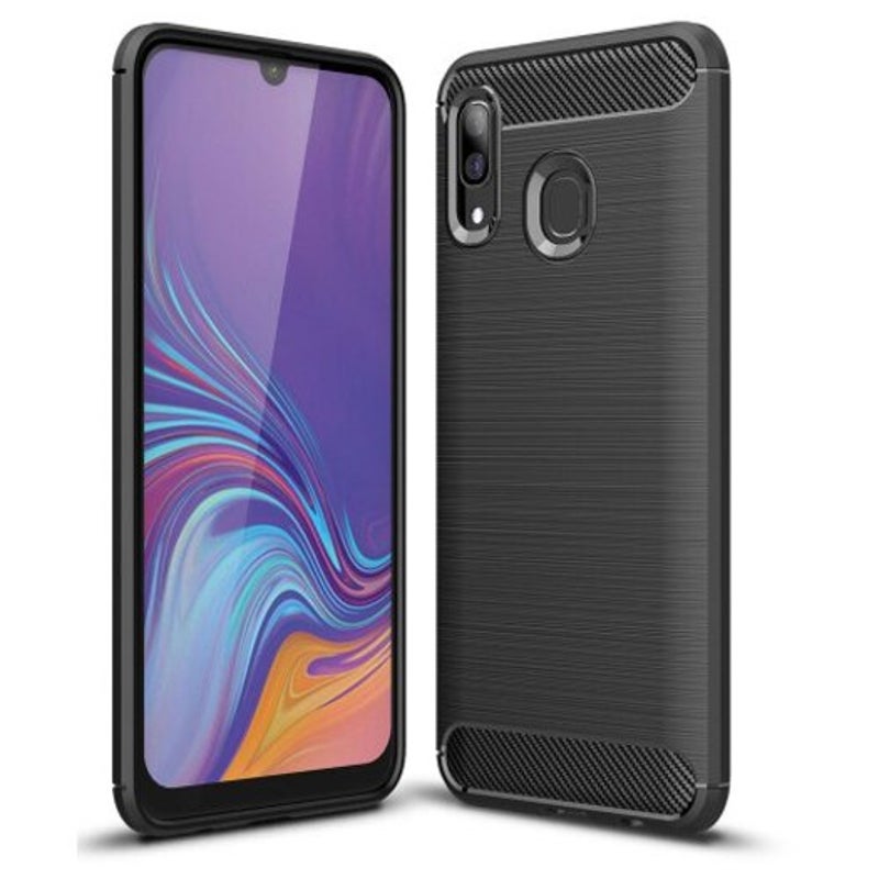 Luxury Carbon Fiber Soft Case For Samsung Galaxy A40 Black Cases Covers & Skins