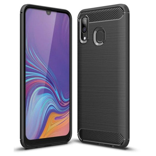Luxury Carbon Fiber Soft Case For Samsung Galaxy A40 Black Cases Covers & Skins