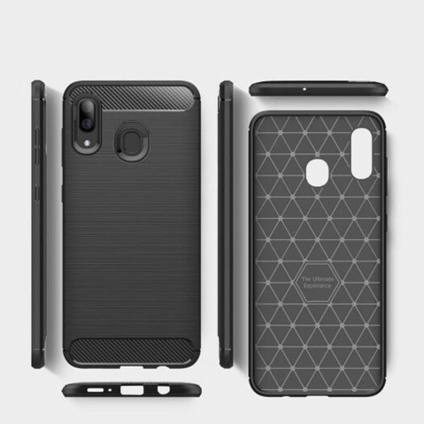 Luxury Carbon Fiber Soft Case For Samsung Galaxy A40 Black Cases Covers & Skins