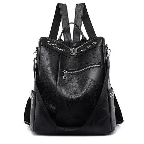 Luxury Large Capacity Backpack Women Designer Pu Leather High Quality Pack Travel Big Book Bag Anti Theft