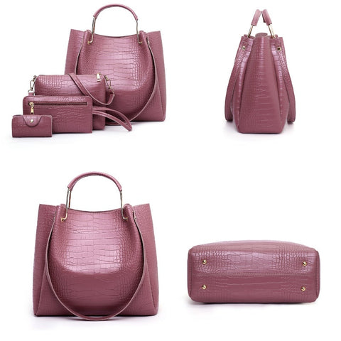 Luxury Pu Leather Alligator Handbags Women Bags Set Designer Large Shoulder Purses Wallet