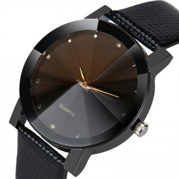 Veile Studios Luxury Quartz Sport Men Women Stainless Steel Dial Leather Band Black Watches