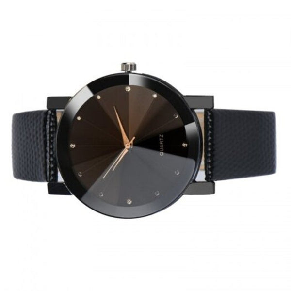 Veile Studios Luxury Quartz Sport Men Women Stainless Steel Dial Leather Band Black Watches