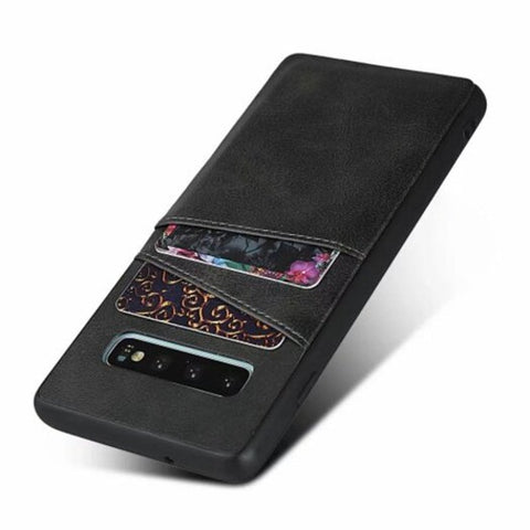 Luxury Retro Pu Leather Phone Case For Samsung Galaxy S10 Plus Black