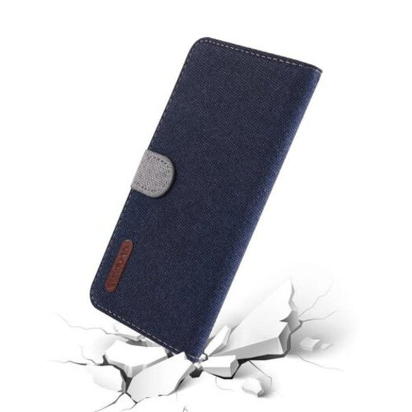 Luxury Wallet Flip Case Cloth Card Holder Phone Cover For Samsung Galaxy A50 Deep Blue