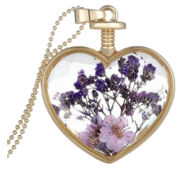 Veile Studios Luxury Heart Glass Bottle Dried Flower Pendant Necklace Necklaces & Pendants