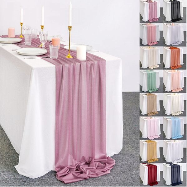 Luxury Sheer Chiffon Colourful Table Runner Rustic Wedding Party Decor