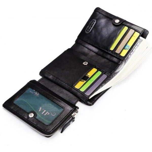 M1002 Leather Casual Short Men Wallet Graphite Black Wallets