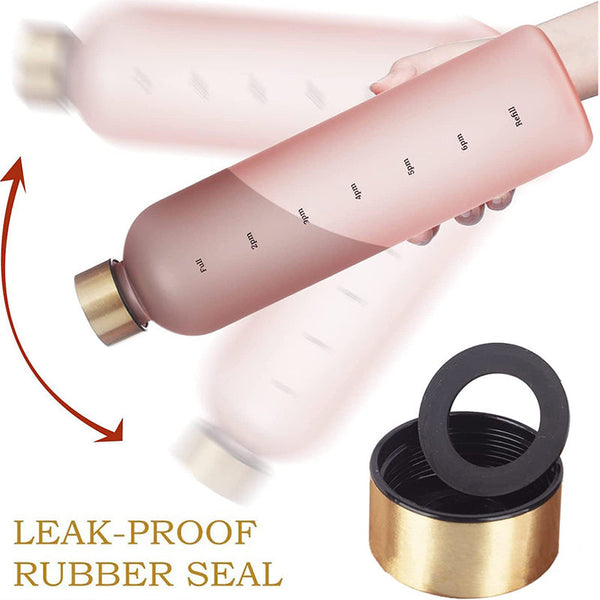 1 Liter Water Bottle Time Marker Bpa Free Frosted Drinkbottles Stainless Steel Lid Water Bottles & Vacuum Flasks