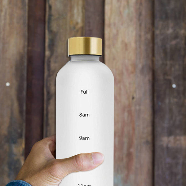 1 Liter Water Bottle Time Marker Bpa Free Frosted Drinkbottles Stainless Steel Lid Water Bottles & Vacuum Flasks