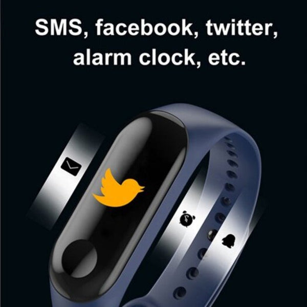 M3 Smart Pedometer / Heart Rate Blood Pressure Sleep Monitor Bracelet Blue Silk Smart Watches