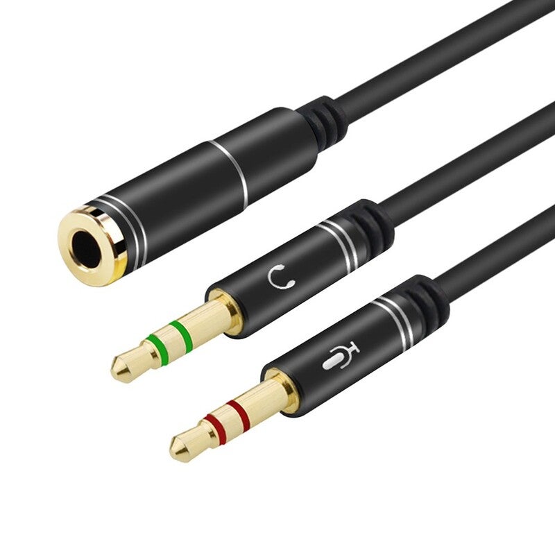 M4 3.5Mm Audio Y Splitter Cable 1 Female To 2 Male Headphone Microphone Cord Gold Plated For Pc Adapter Cables & Adapters