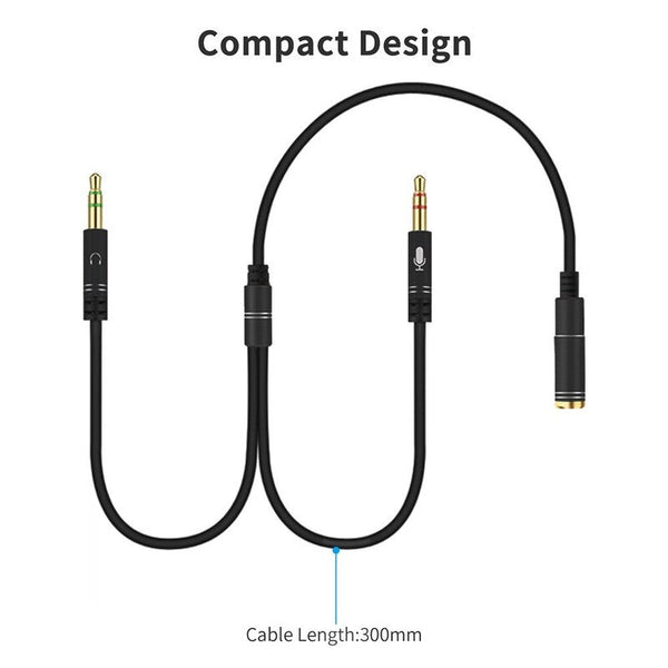 M4 3.5Mm Audio Y Splitter Cable 1 Female To 2 Male Headphone Microphone Cord Gold Plated For Pc Adapter Cables & Adapters