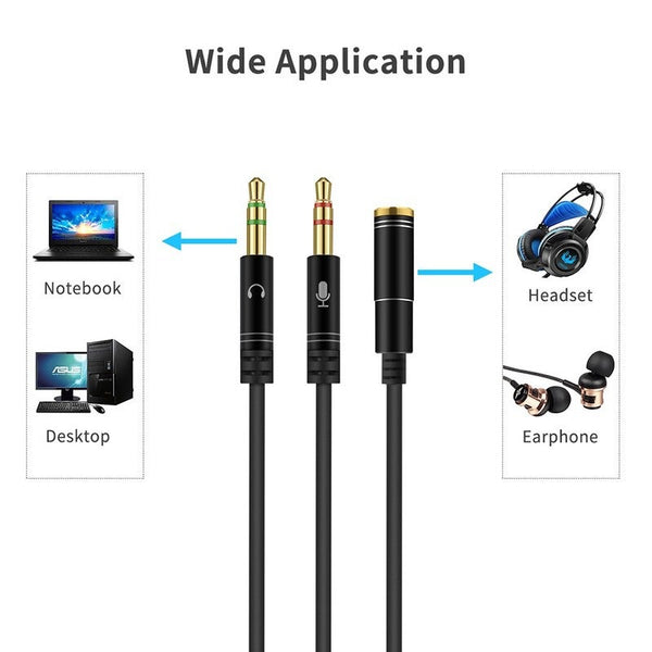 M4 3.5Mm Audio Y Splitter Cable 1 Female To 2 Male Headphone Microphone Cord Gold Plated For Pc Adapter Cables & Adapters