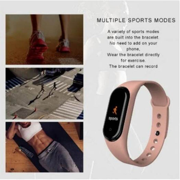 M4 Color Screen Smart Waterproof Watch Sports Fitness Bracelet Blood Pressure Activity Tracker Red Smart Watches