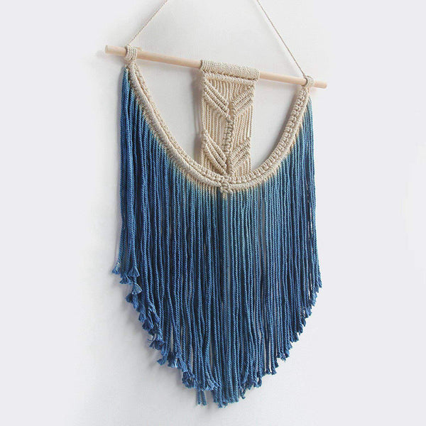 Blue Boho Macrame Wall Hanging Tapestry Decor Tapestries