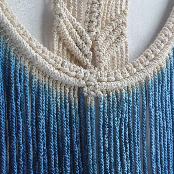 Blue Boho Macrame Wall Hanging Tapestry Decor Tapestries